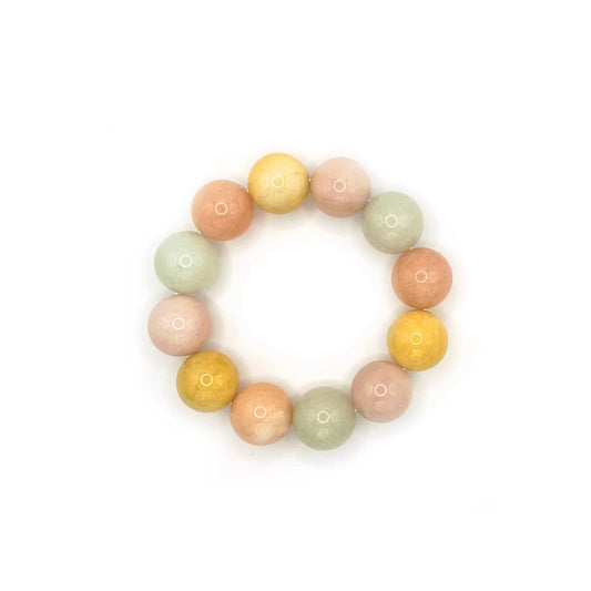 Rainbow Mochi Delight adjustable bracelet with colorful jade beads resembling mochi donuts.