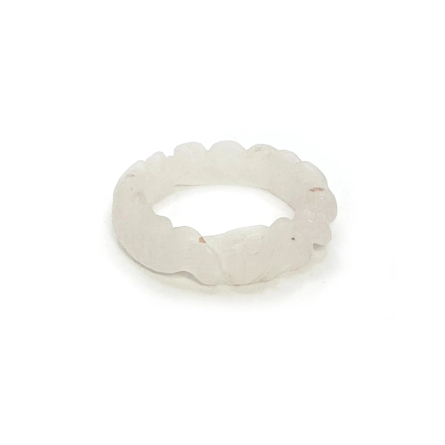 Hand-carved white jade lotus flower bracelet with koi fish motifs, symbolizing purity and prosperity.