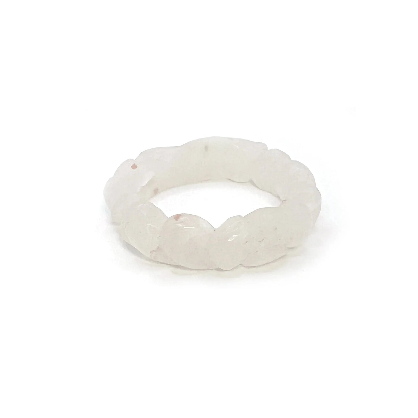 Hand-carved white jade lotus flower bracelet with koi fish motifs, symbolizing purity and prosperity.