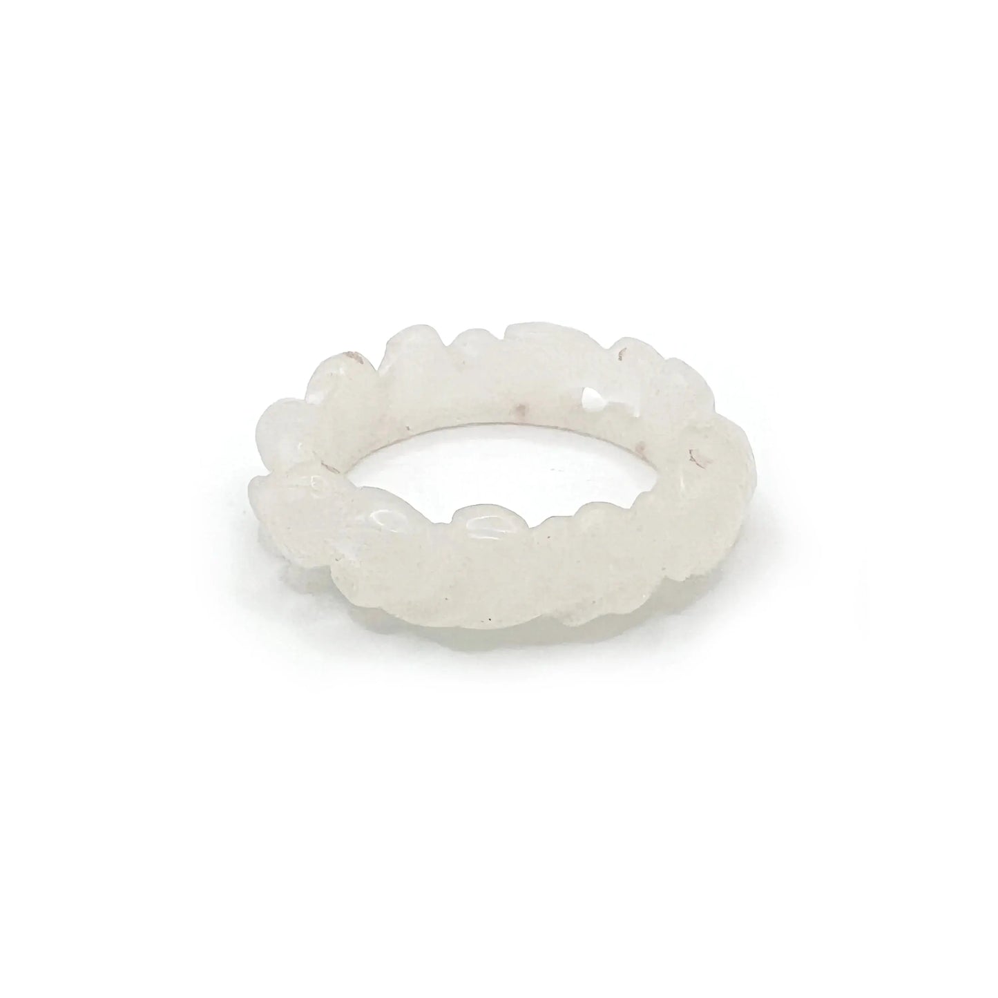 Hand-carved white jade lotus flower bracelet with koi fish motifs, symbolizing purity and prosperity.