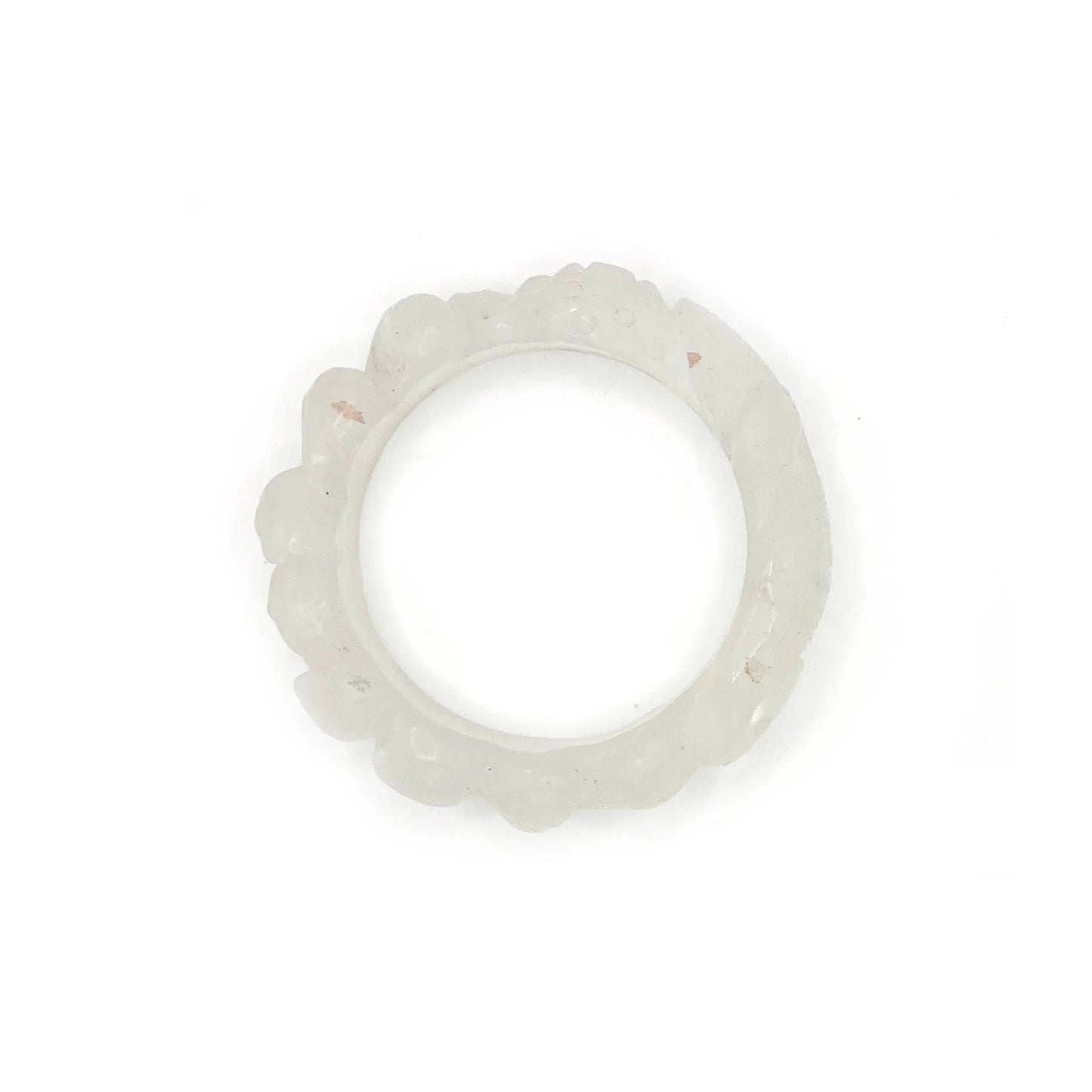 Hand-carved white jade lotus flower bracelet with koi fish motifs, symbolizing purity and prosperity.