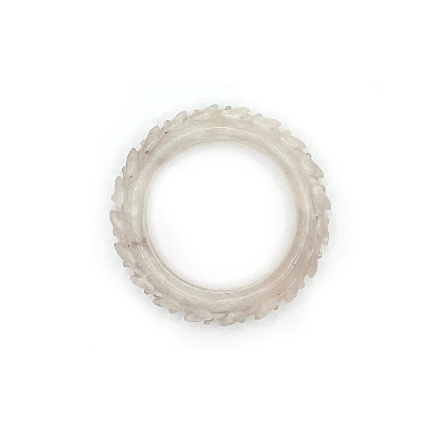 Carved bangle bracelet made from Mongolian jade, featuring cherry blossom motifs in soft white and pink tones, symbolizing renewal and springtime beauty.