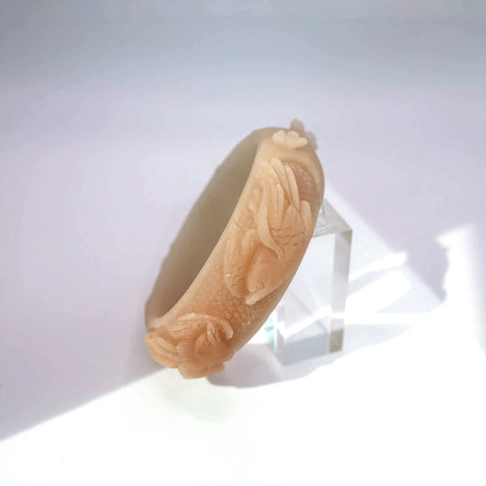 Swallow Bracelet – Carved Swallow and Plum Blossom in Mongolian Jade Miruzi