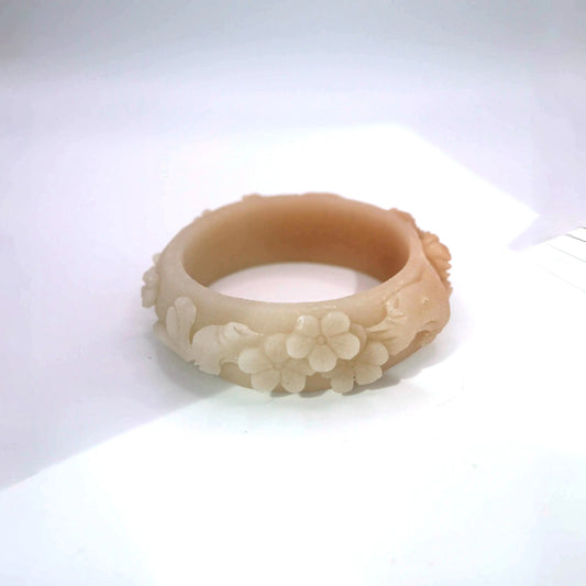 Swallow Bracelet – Carved Swallow and Plum Blossom in Mongolian Jade Miruzi