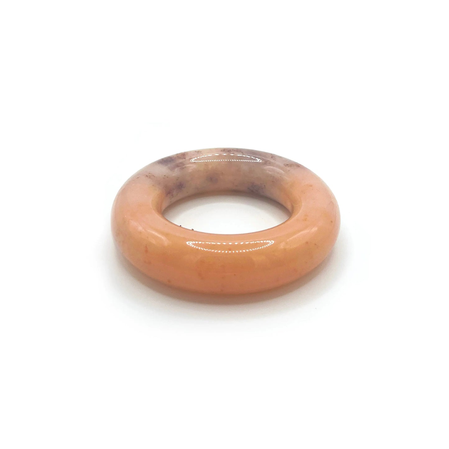 Peach Orange Donut Bangle Bracelet with Purple-Red Splashes