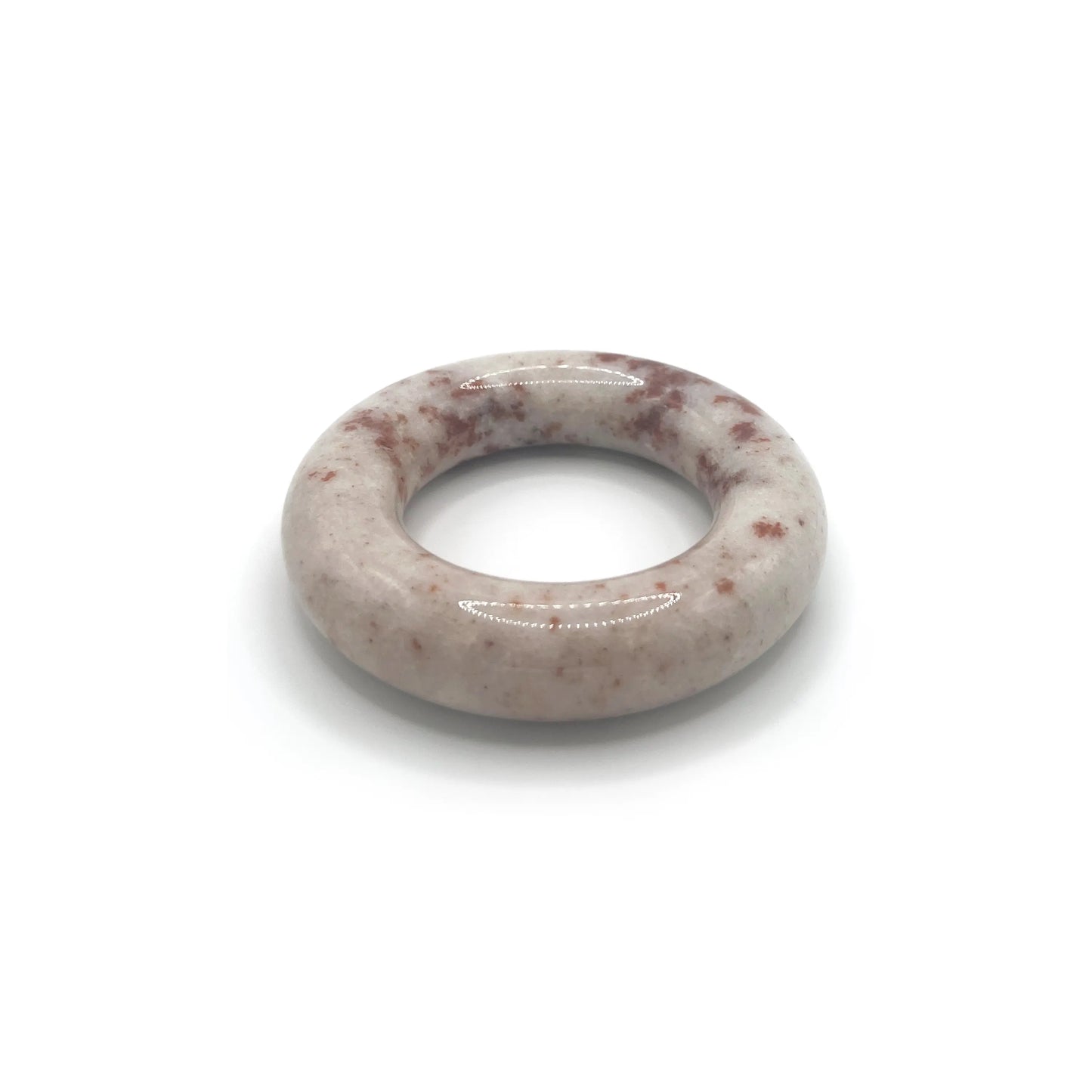 Gray Donut Bangle Bracelet with Red Floral Accents