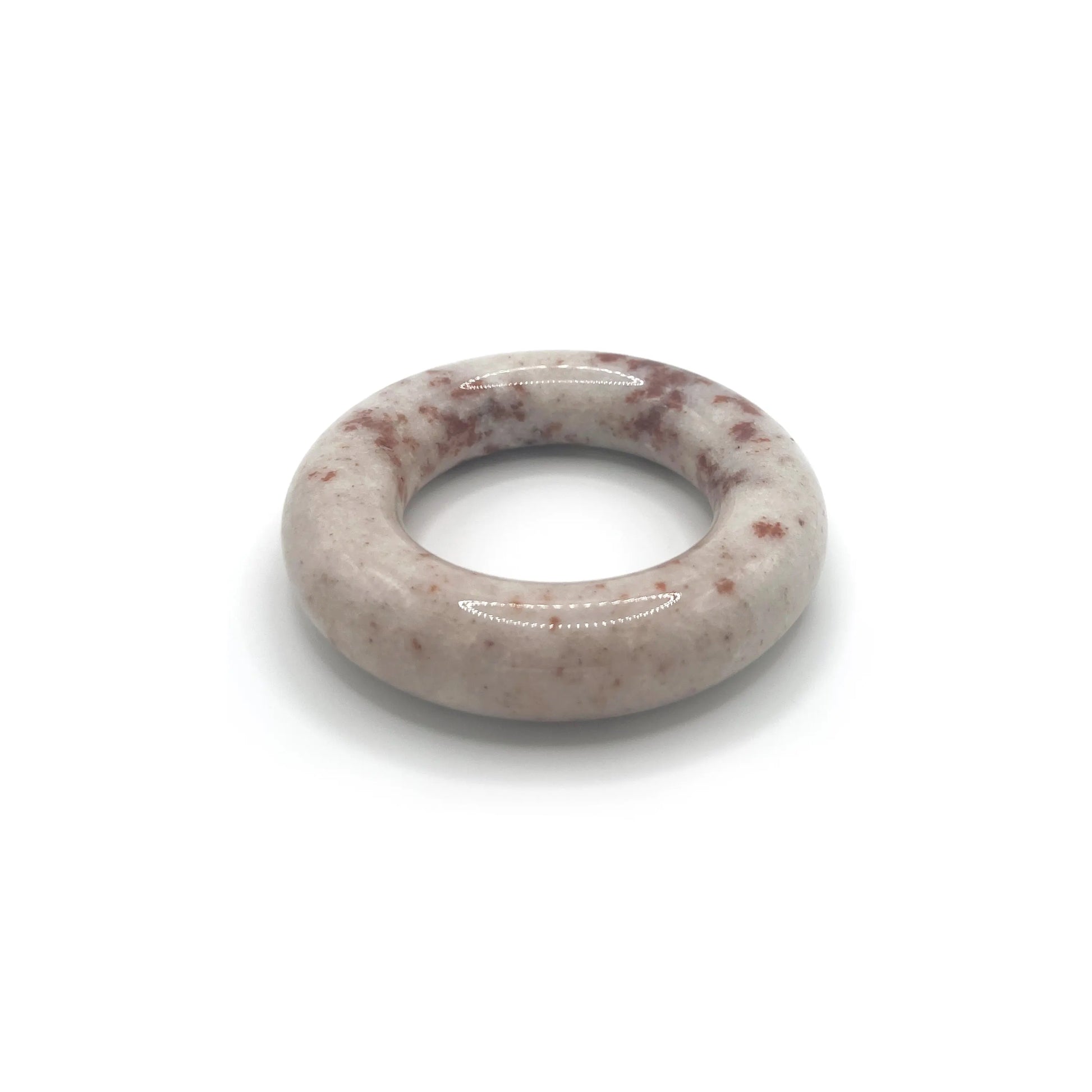 Gray Donut Bangle Bracelet with Red Floral Accents