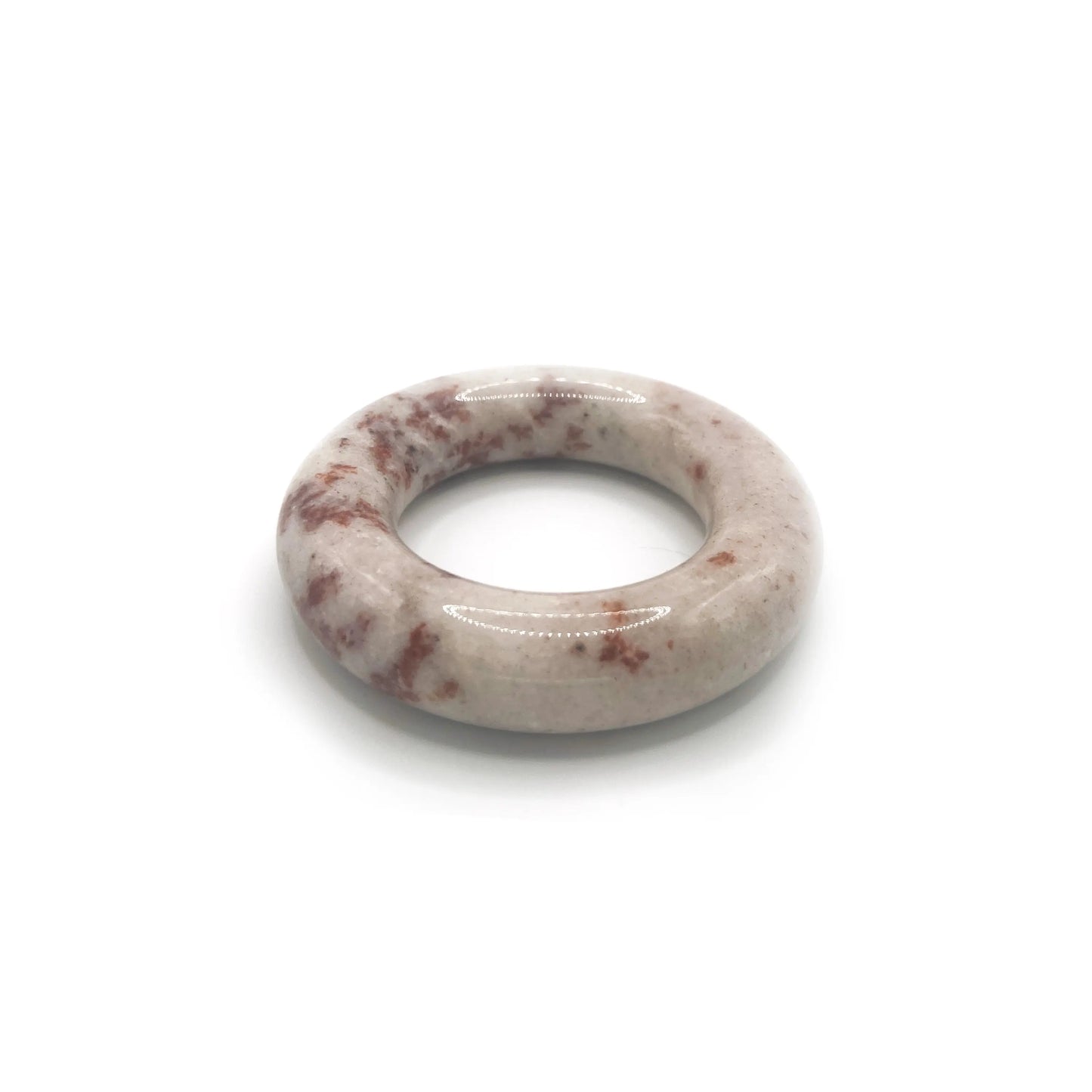 Gray Donut Bangle Bracelet with Red Floral Accents