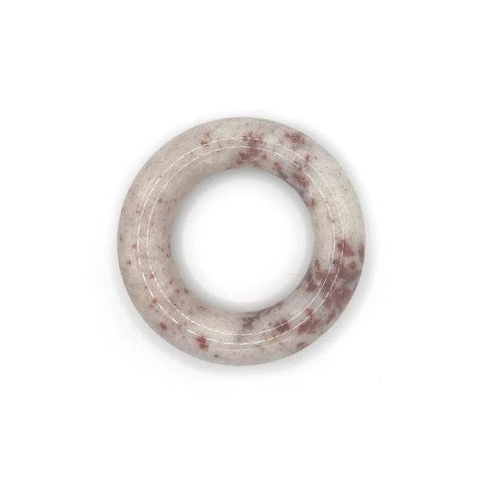 Gray Donut Bangle Bracelet with Red Floral Accents