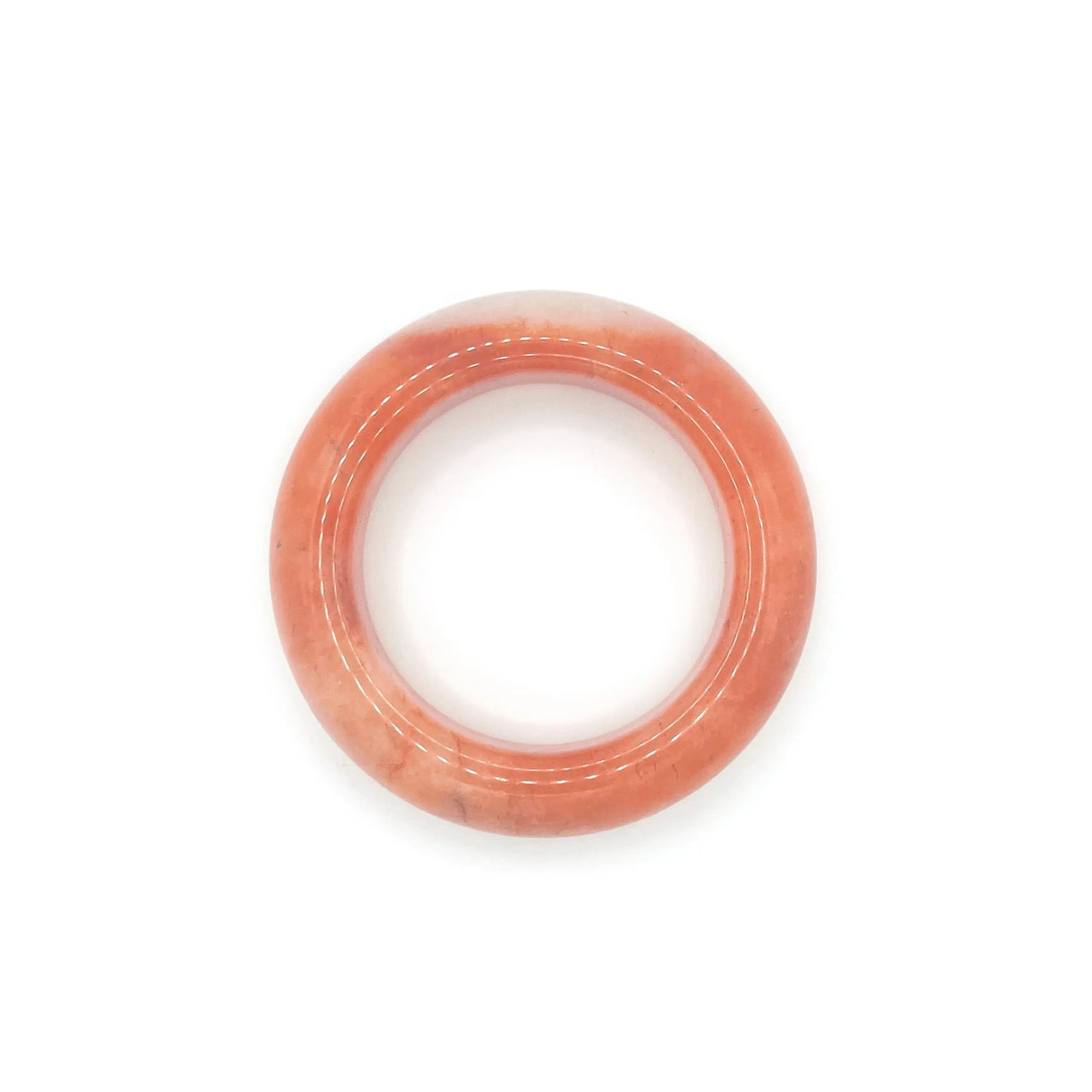 Orange jade bangle bracelet featuring a vibrant orange base, clear quartzite contrast, and red and black floral motifs inspired by falling autumn leaves.