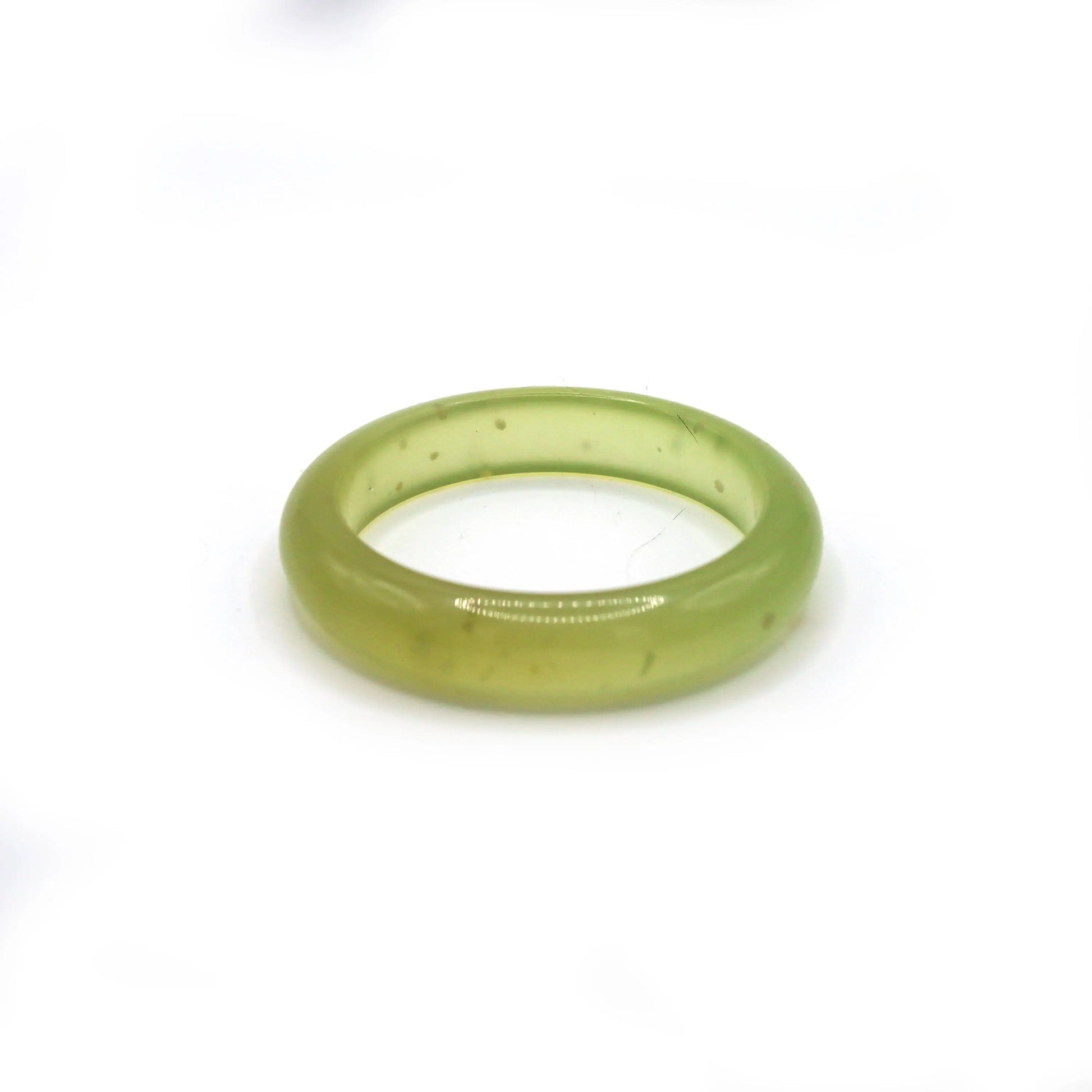 Yellow Green Jade Bangle – Translucent Bracelet with Osmanthus and Snowflake Veining Miruzi