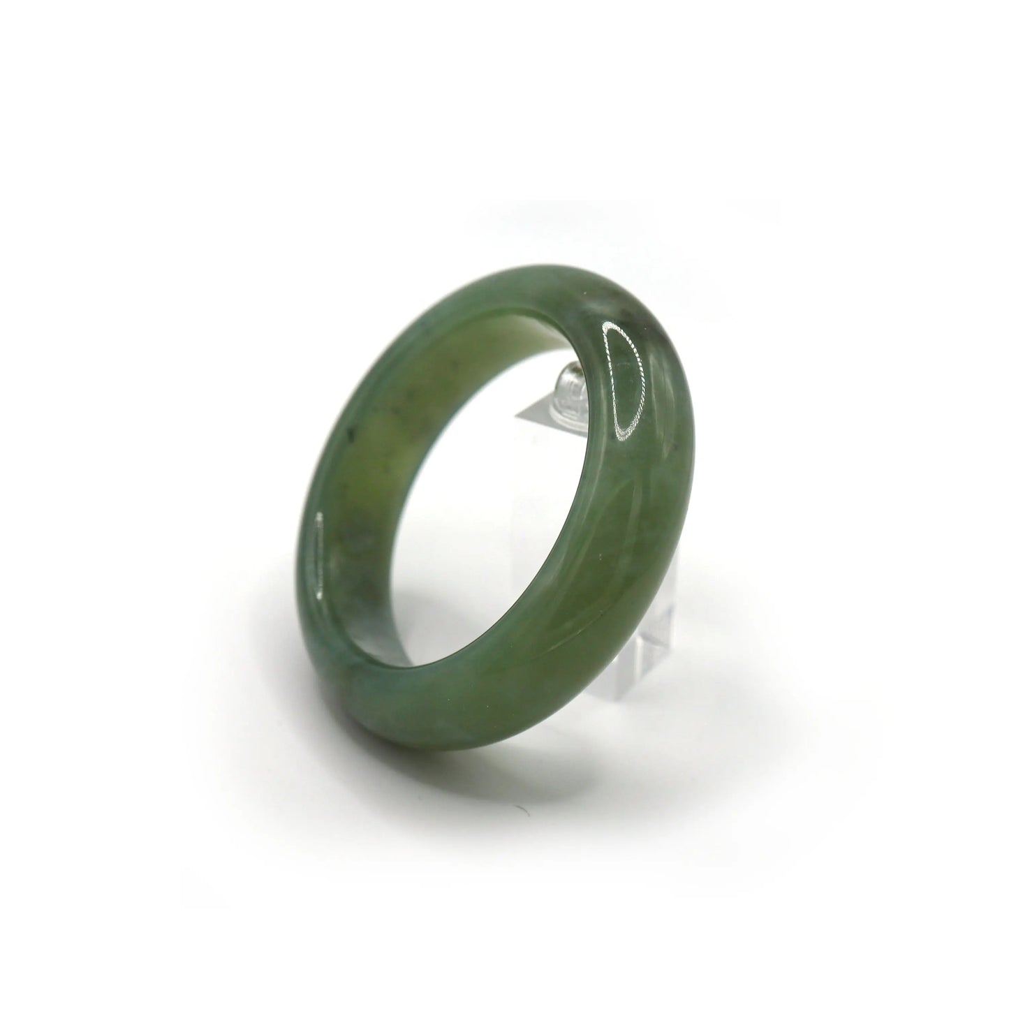 Blue Green Jade Bracelet – Translucent Luster with Natural Dark Accents Miruzi