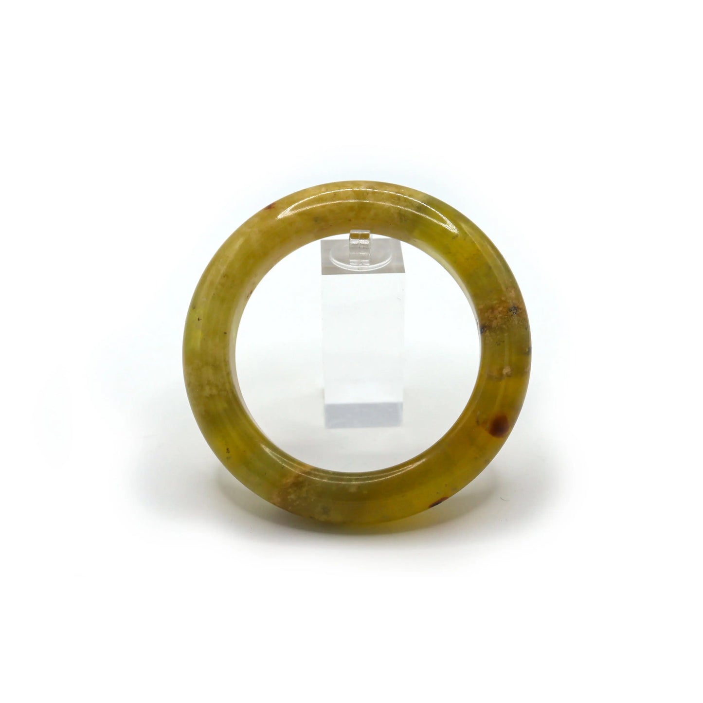 Yellow Jade Bracelet – Golden Translucence with Soft Botanical Inclusions Miruzi