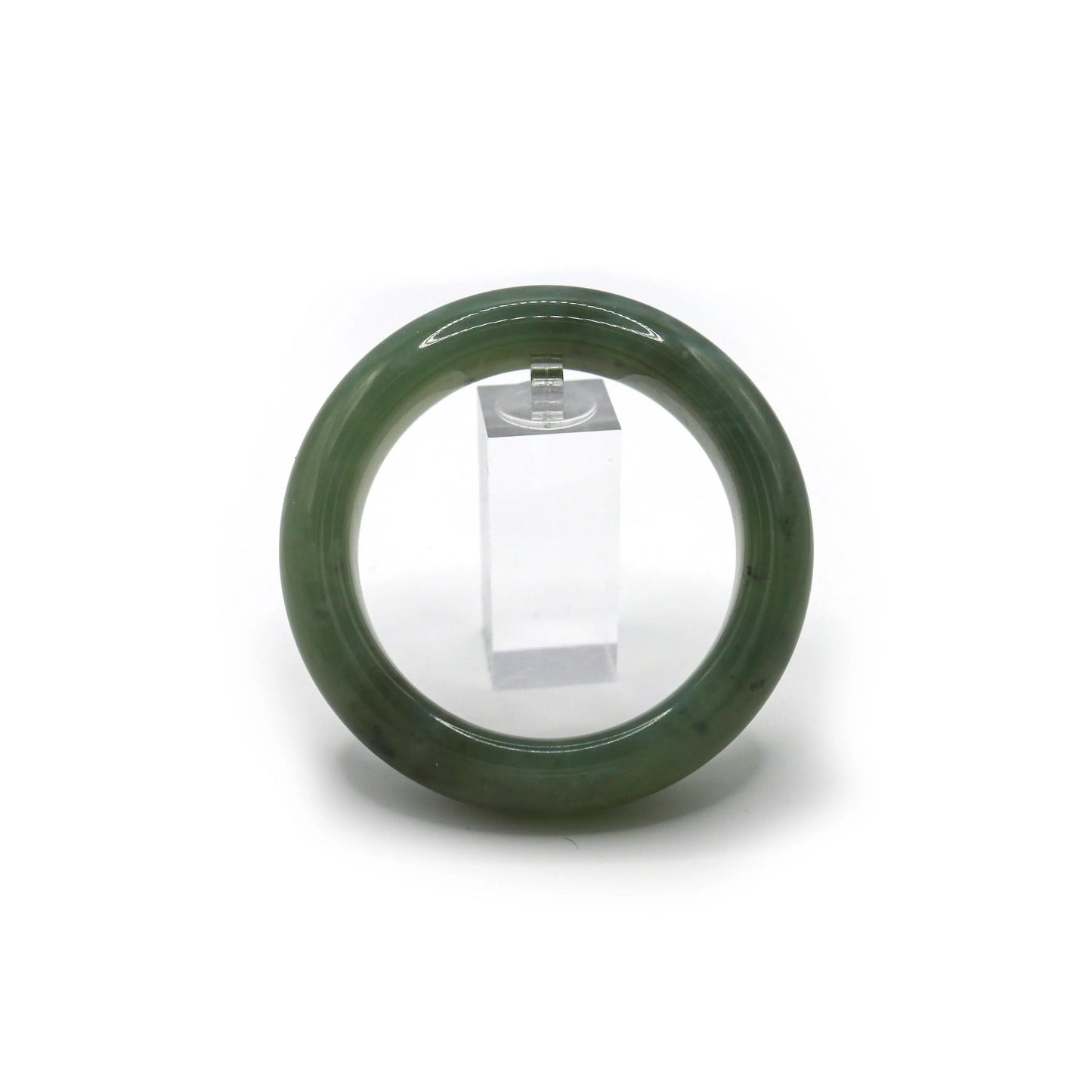 Round blue-green jade bracelet on clean white surface for clear display - Miruzi
