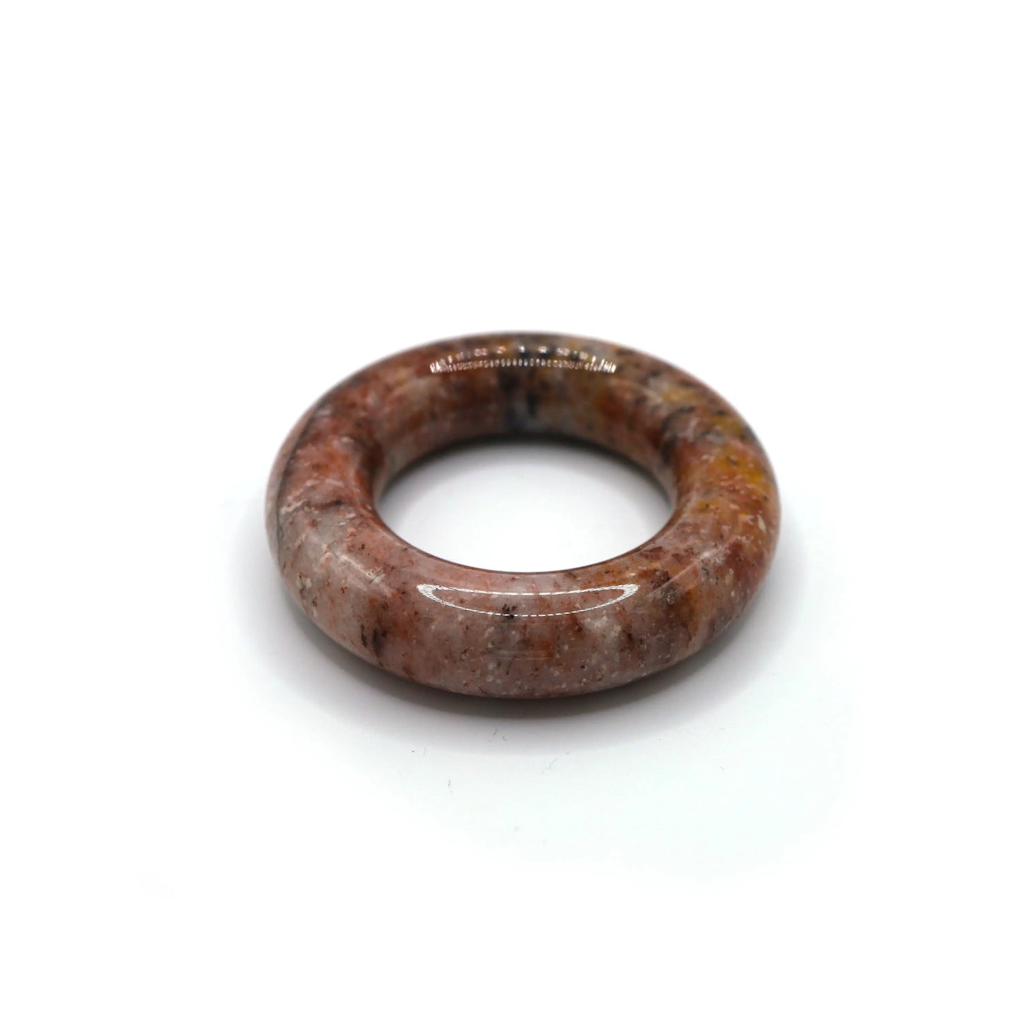 Donut-style Mongolian jade bracelet showcasing scattered color threads, like natural pigments across a serene base – Miruzi