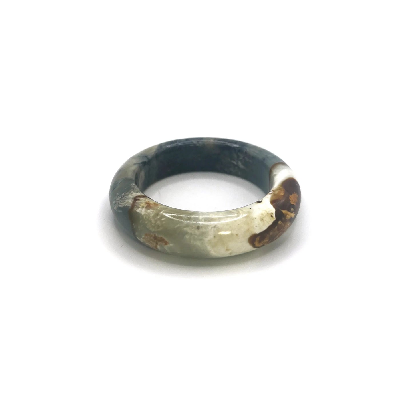 Ocean bracelet for women made from serpentine stone, featuring deep blue, black, and white hues inspired by ocean waves and natural coastal textures. - Miruzi