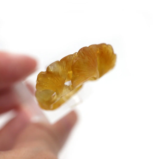 Golden Ginkgo Leaf Serpentine Ring - Handcrafted Full-Circle Carved Artistry - Miruzi