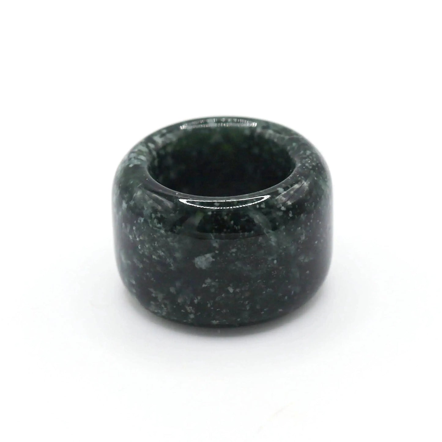 Green Minimalist Jade Ring – Glossed Serpentine Band in Earth Moss Miruzi
