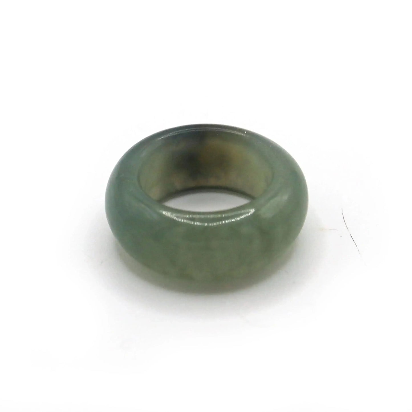 Green Minimalist Jade Ring – Glossed Serpentine Band in Earth Moss Miruzi