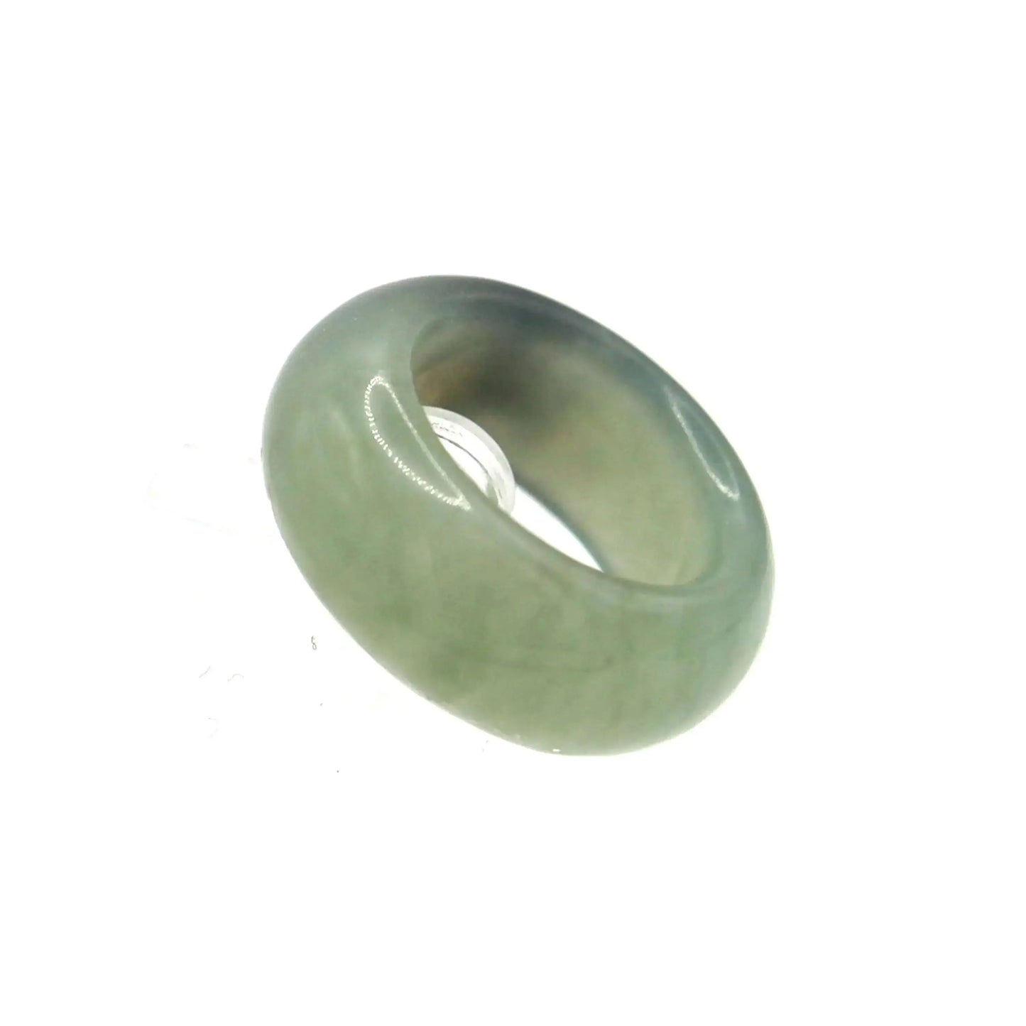 Green Minimalist Jade Ring – Glossed Serpentine Band in Earth Moss Miruzi