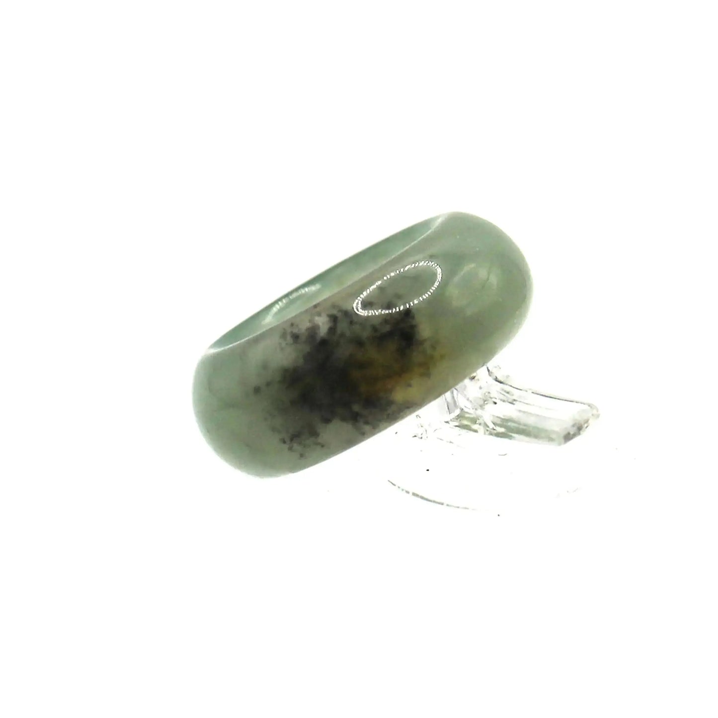 Green Minimalist Jade Ring – Glossed Serpentine Band in Earth Moss Miruzi