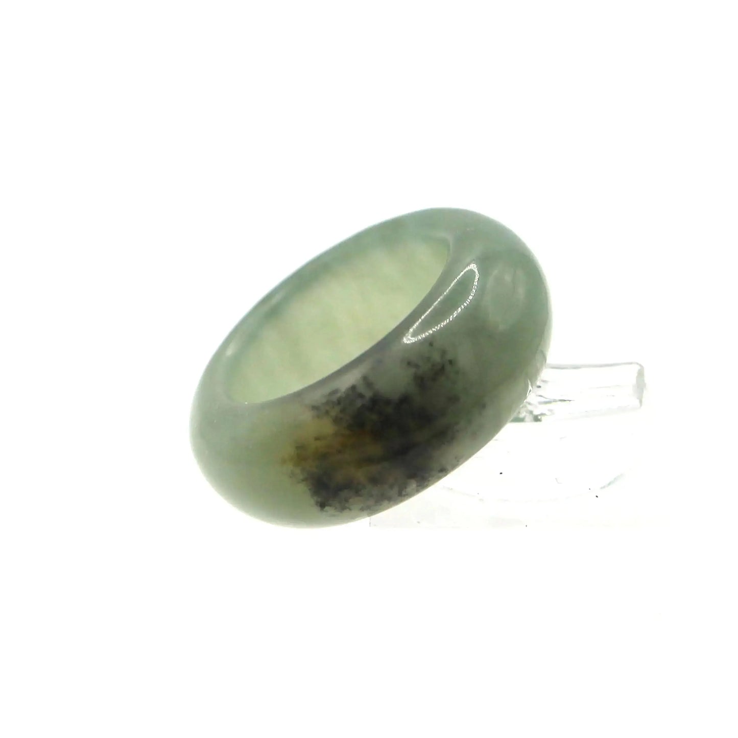 Green Minimalist Jade Ring – Glossed Serpentine Band in Earth Moss Miruzi