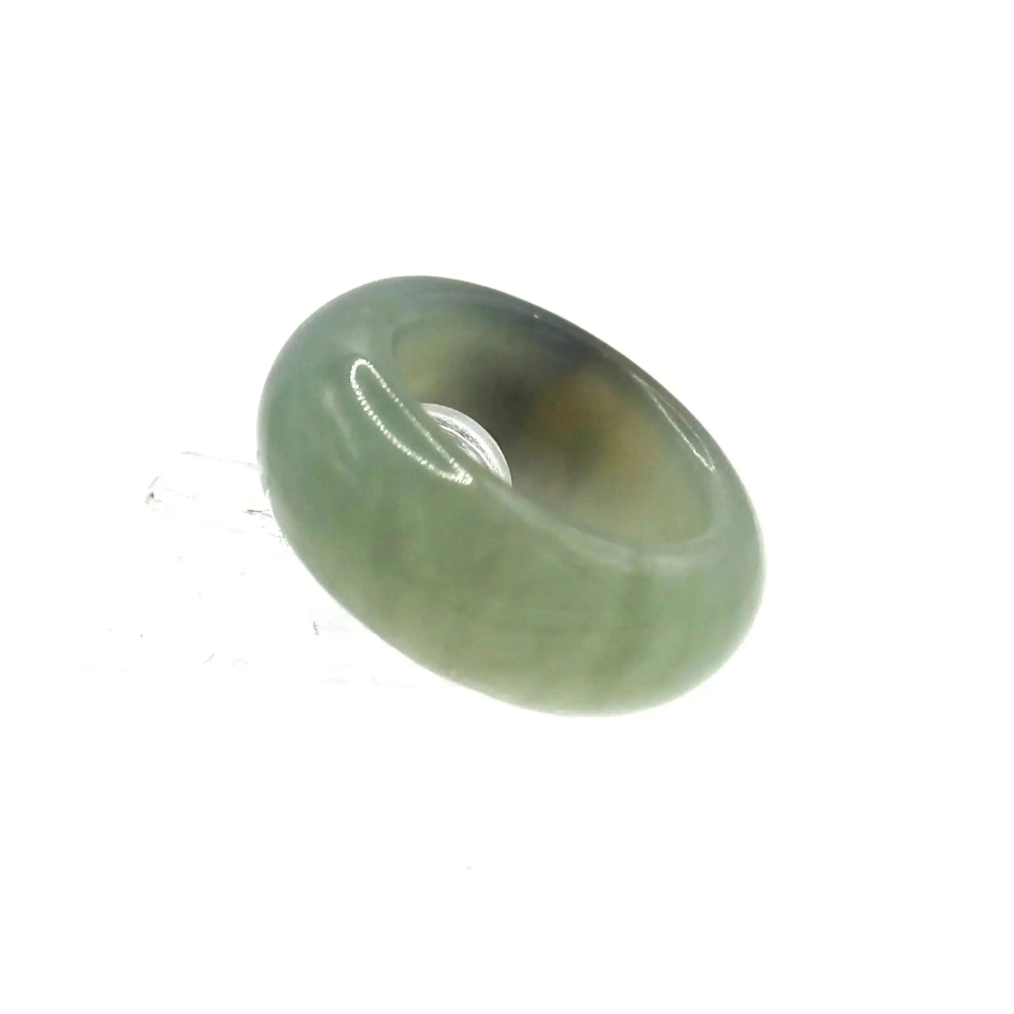 Green Minimalist Jade Ring – Glossed Serpentine Band in Earth Moss Miruzi