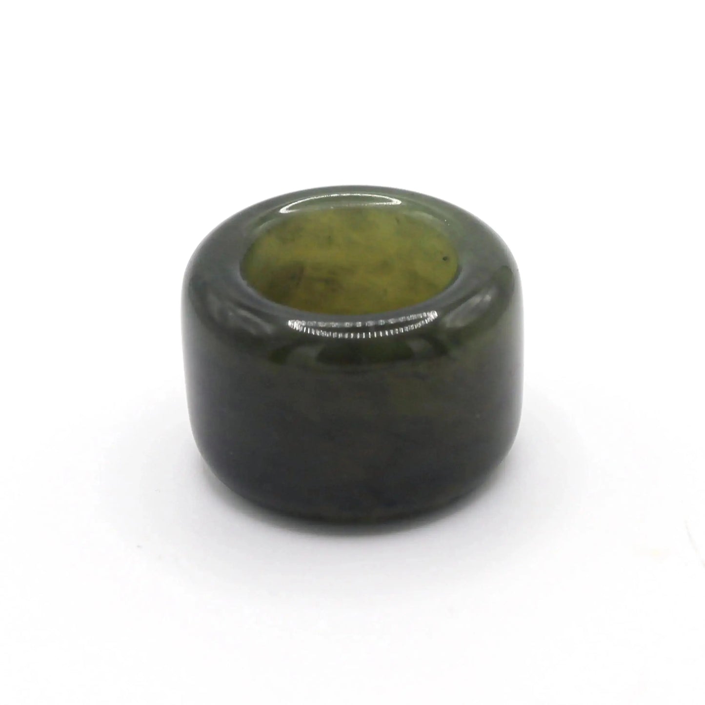 Green Minimalist Jade Ring – Glossed Serpentine Band in Earth Moss Miruzi