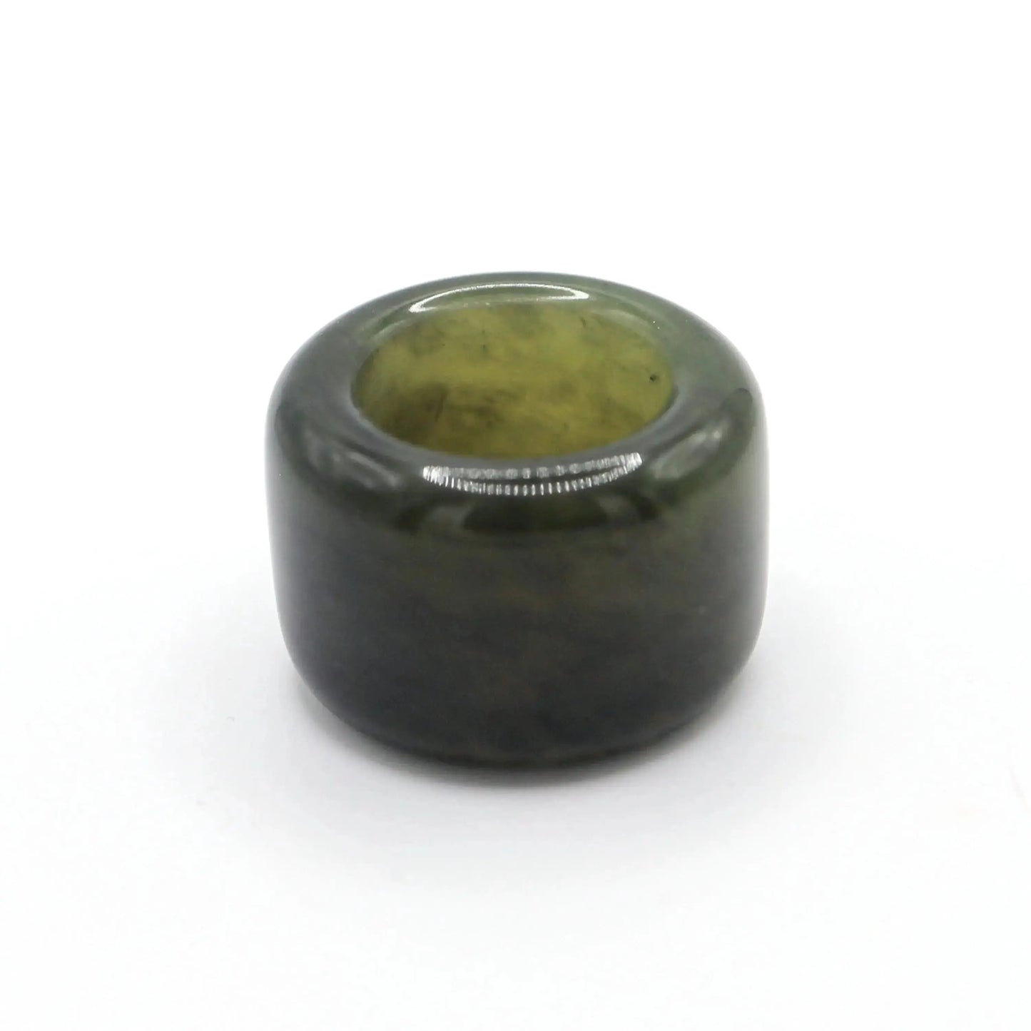 Green Minimalist Jade Ring – Glossed Serpentine Band in Earth Moss Miruzi
