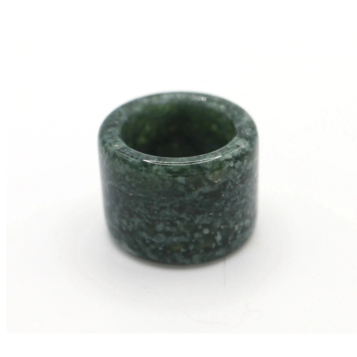 Green Minimalist Jade Ring – Glossed Serpentine Band in Earth Moss Miruzi