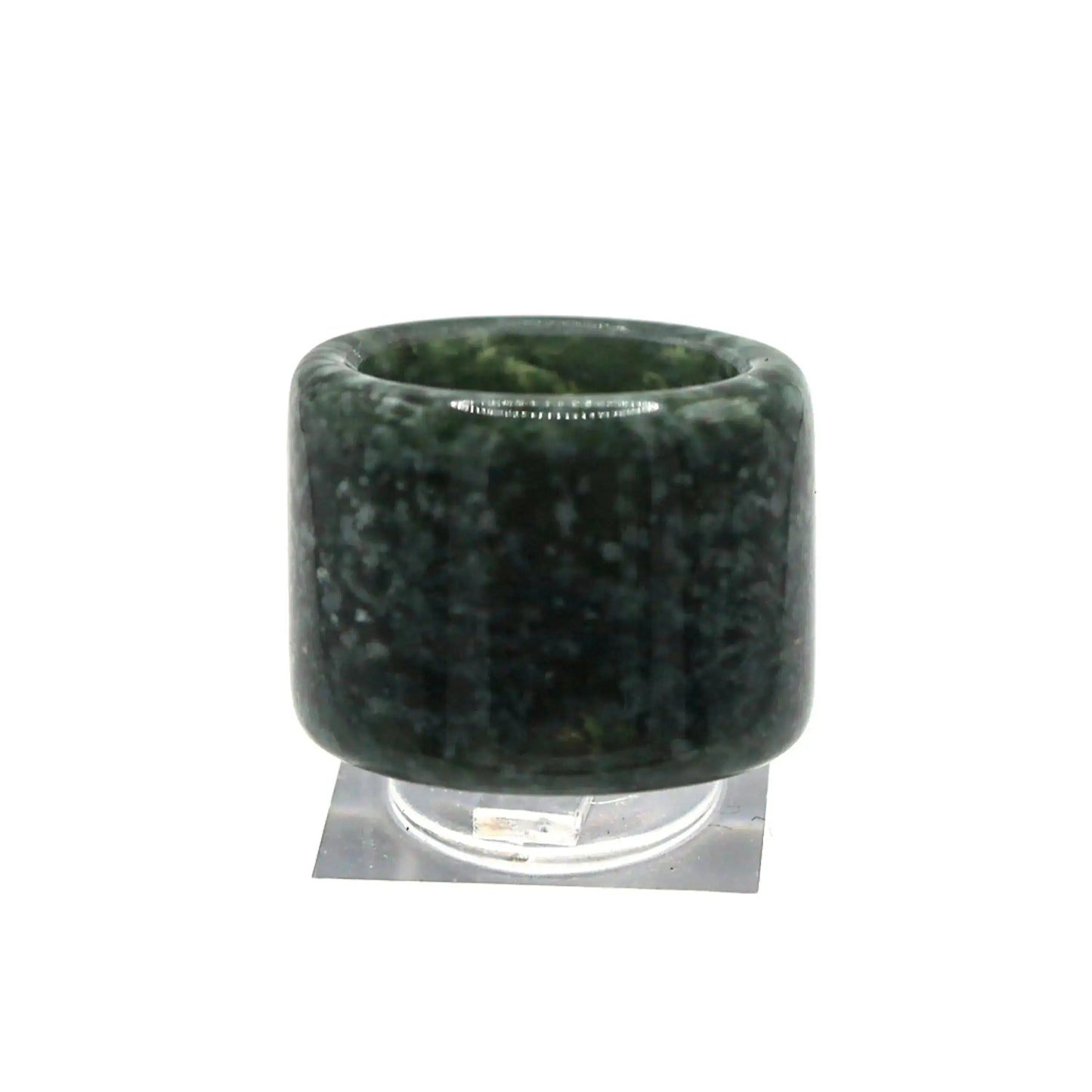 Green Minimalist Jade Ring – Glossed Serpentine Band in Earth Moss Miruzi