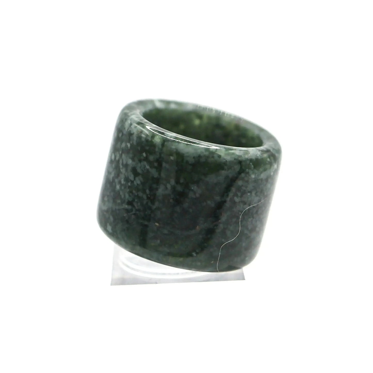 Green Minimalist Jade Ring – Glossed Serpentine Band in Earth Moss Miruzi