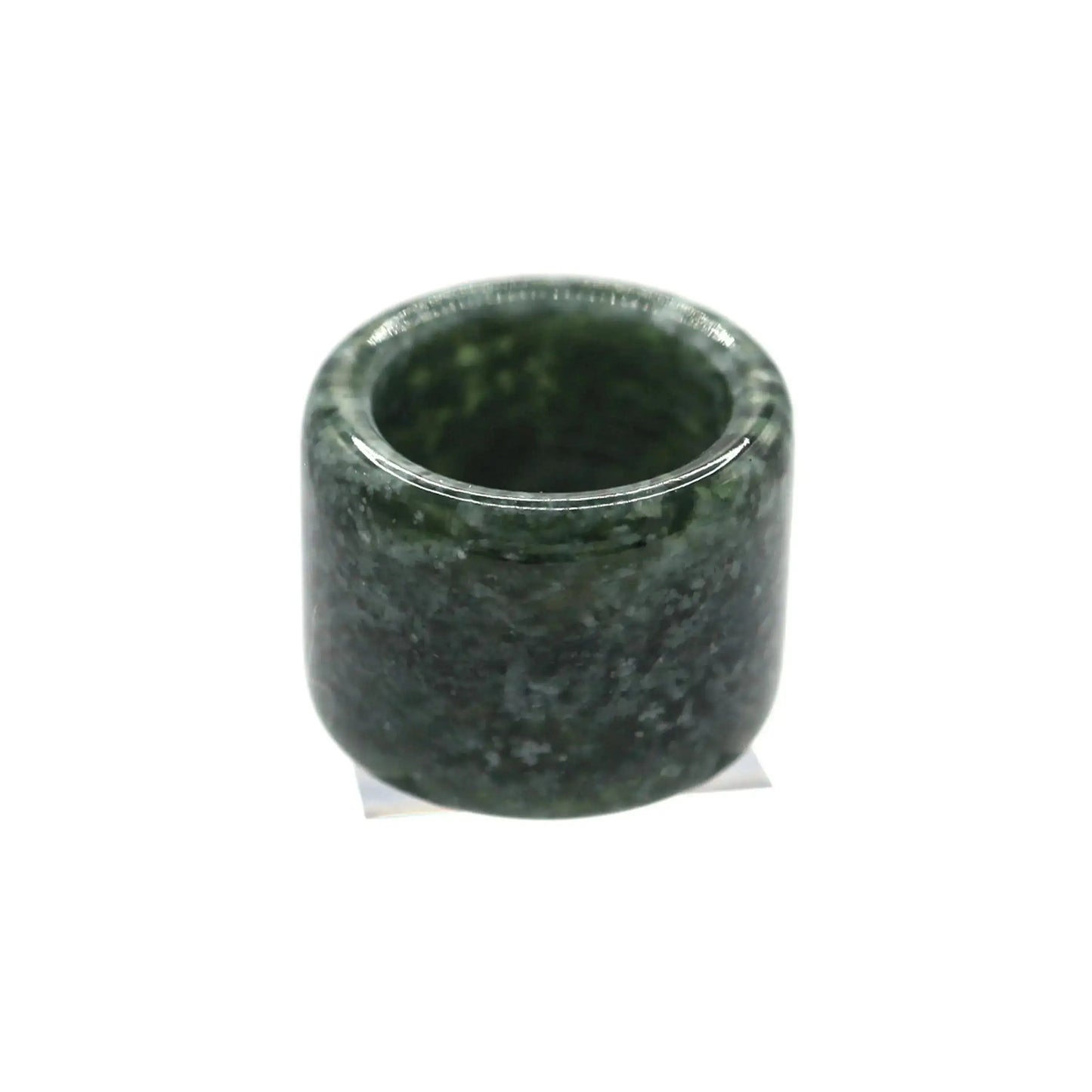 Green Minimalist Jade Ring – Glossed Serpentine Band in Earth Moss Miruzi