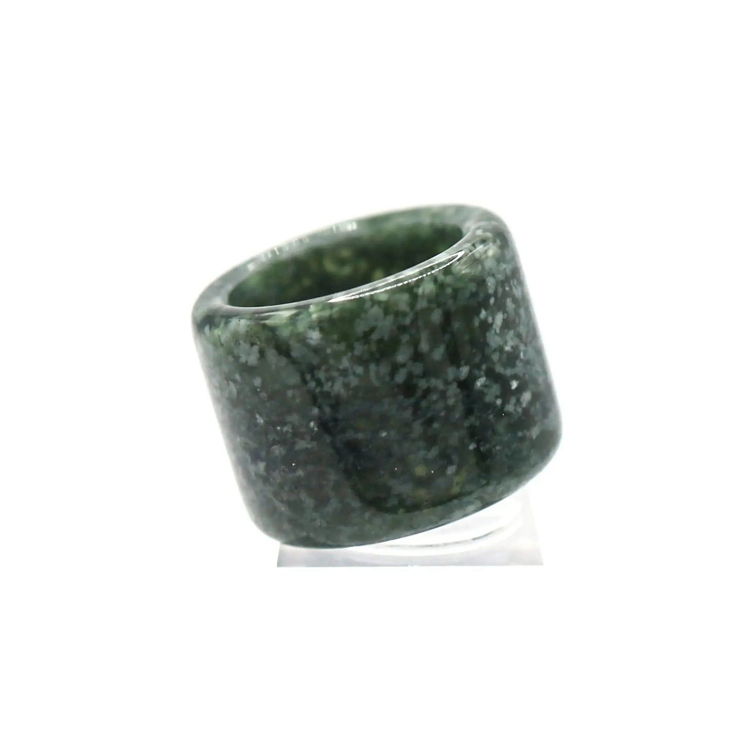 Green Minimalist Jade Ring – Glossed Serpentine Band in Earth Moss Miruzi