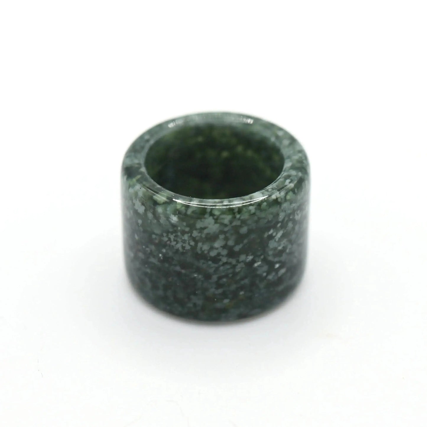 Green Minimalist Jade Ring – Glossed Serpentine Band in Earth Moss Miruzi