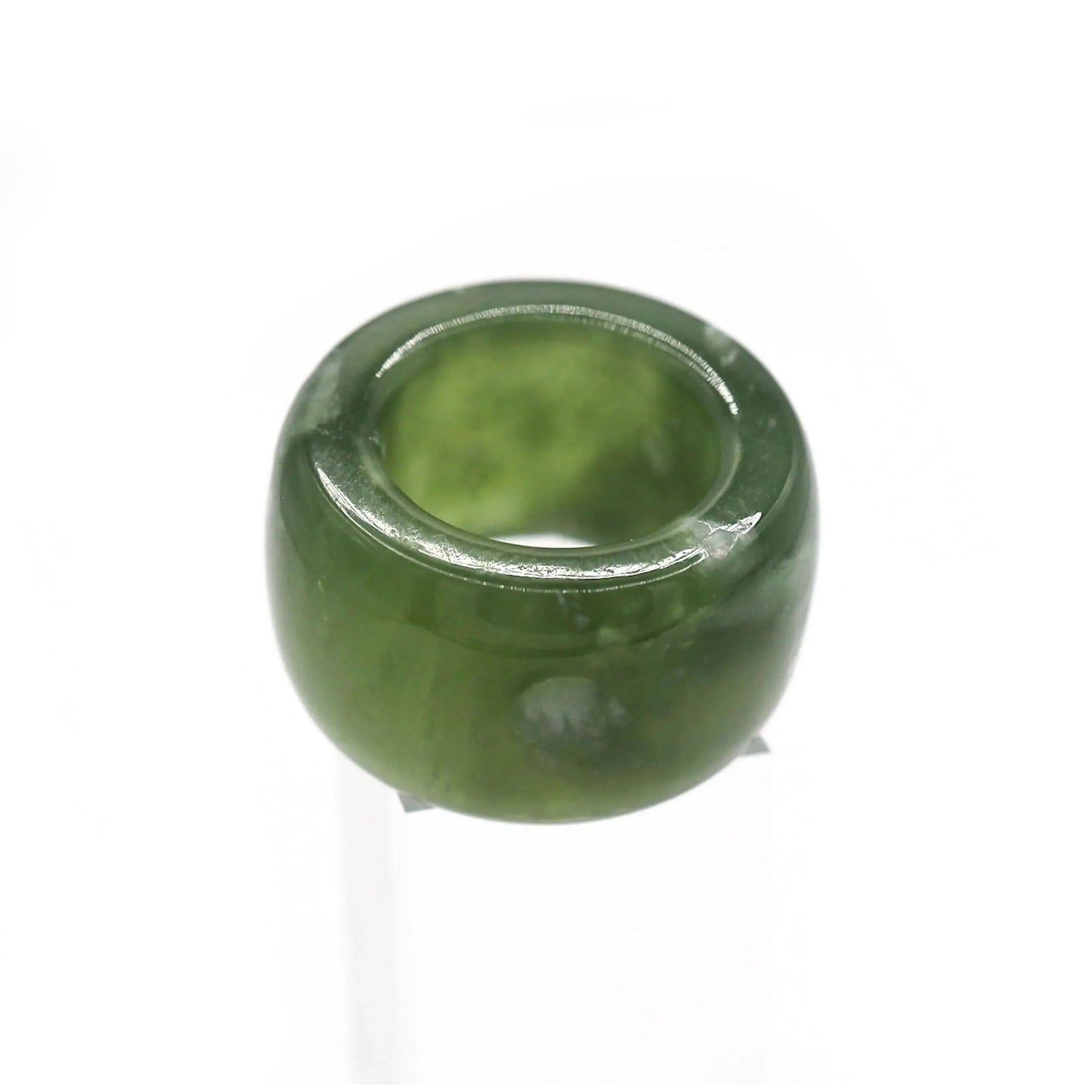 Green Minimalist Jade Ring – Glossed Serpentine Band in Earth Moss Miruzi