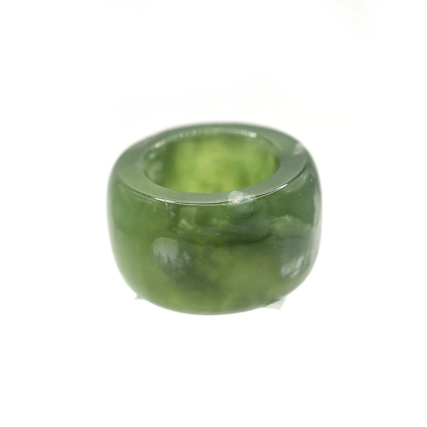 Green Minimalist Jade Ring – Glossed Serpentine Band in Earth Moss Miruzi