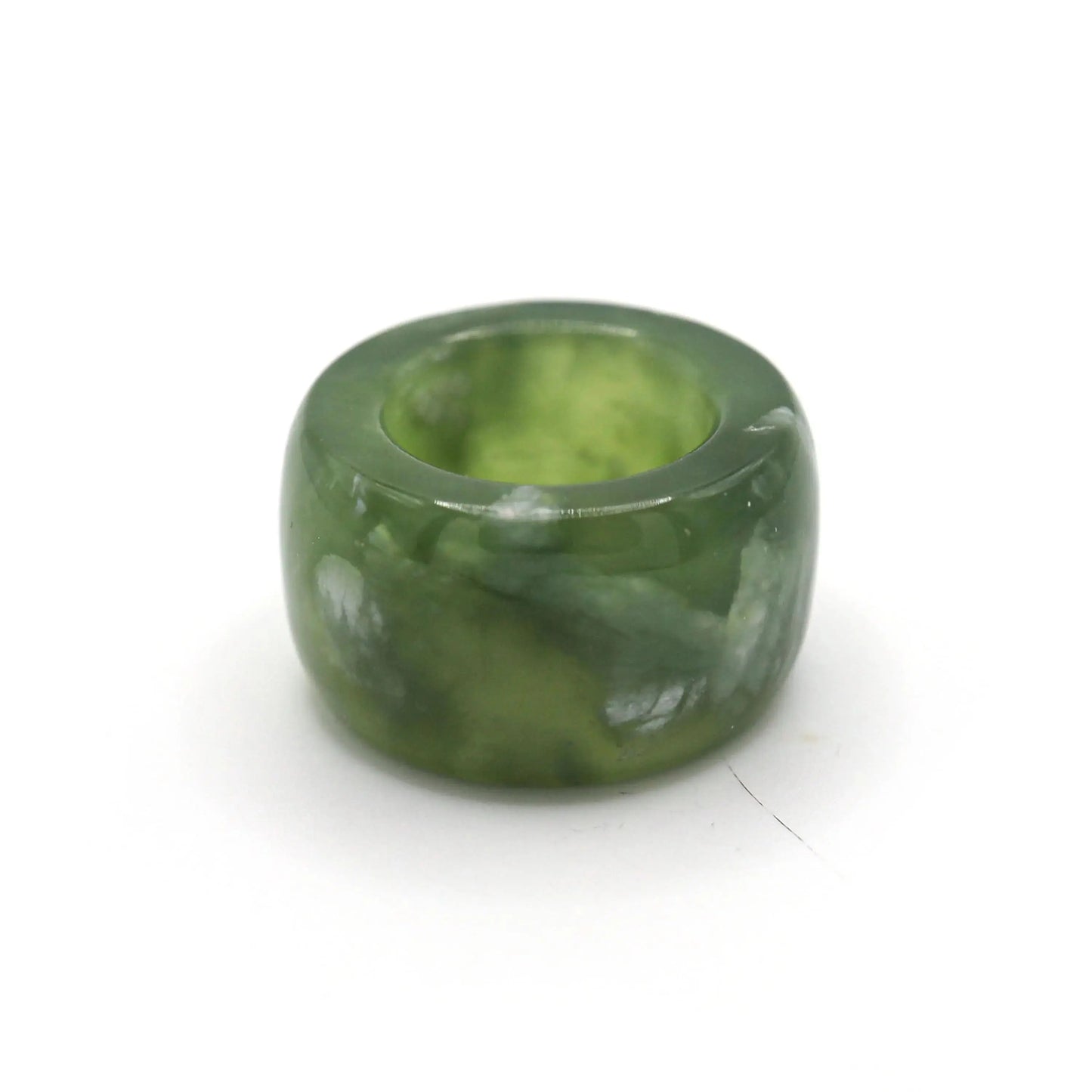 Green Minimalist Jade Ring – Glossed Serpentine Band in Earth Moss Miruzi