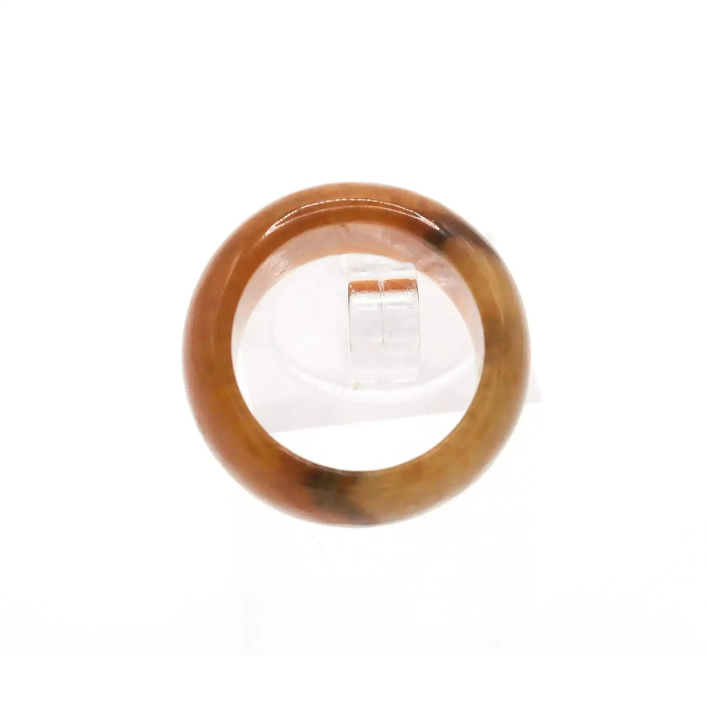 Orange Minimalist Jade Ring – Glossed Serpentine Band in Burnt Amber Miruzi