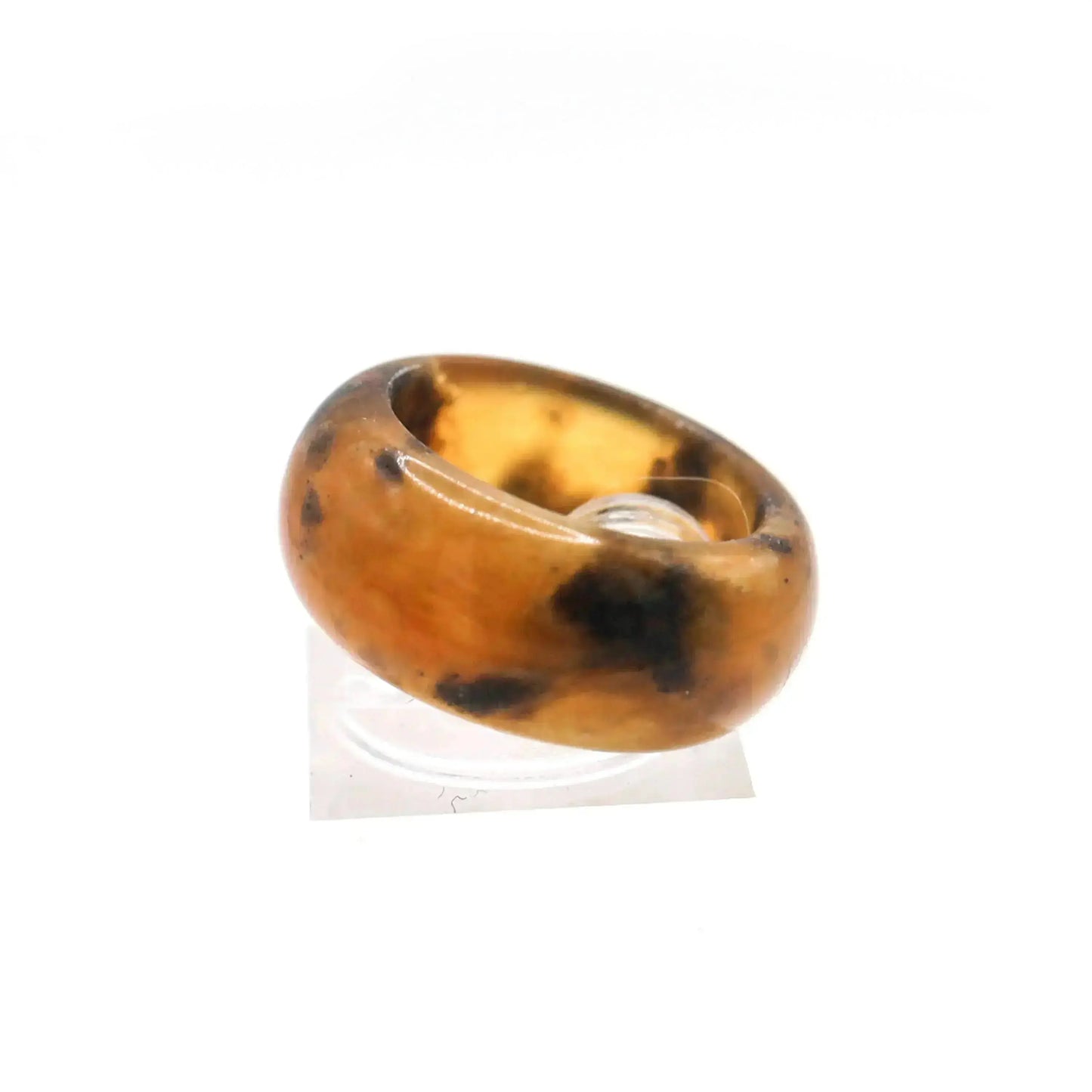 Orange Minimalist Jade Ring – Glossed Serpentine Band in Burnt Amber Miruzi