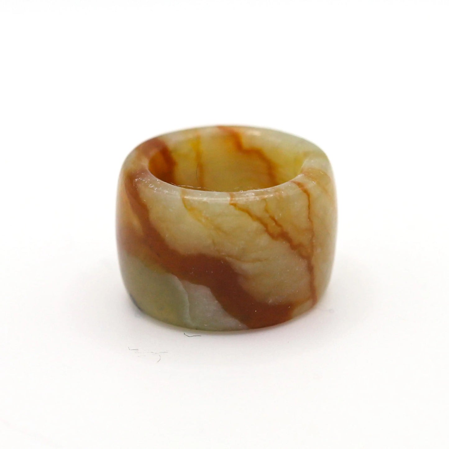 Red Vein Minimalist Jade Ring – Natural Jade Band with Icy Crimson Inclusions Miruzi