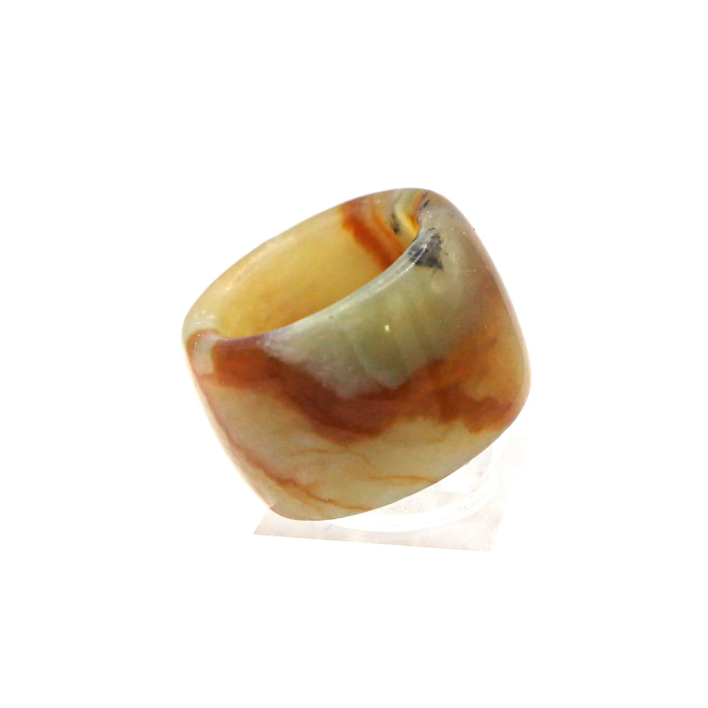 Red Vein Minimalist Jade Ring – Natural Jade Band with Icy Crimson Inclusions Miruzi
