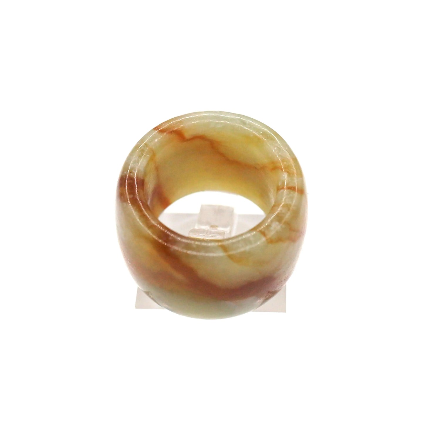 Red Vein Minimalist Jade Ring – Natural Jade Band with Icy Crimson Inclusions Miruzi