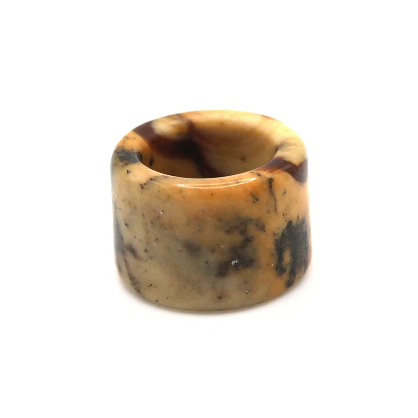 Red Vein Minimalist Jade Ring – Natural Jade Band with Icy Crimson Inclusions Miruzi