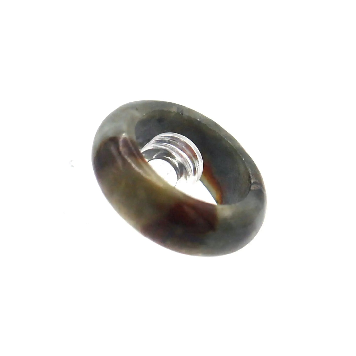 Red Vein Minimalist Jade Ring – Natural Jade Band with Icy Crimson Inclusions Miruzi