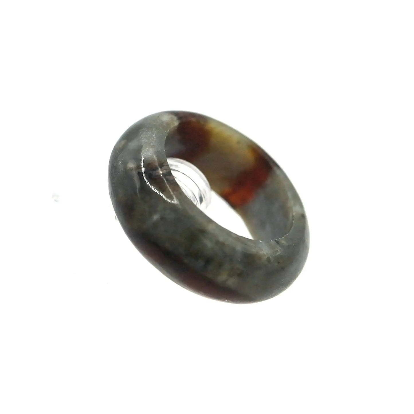 Red Vein Minimalist Jade Ring – Natural Jade Band with Icy Crimson Inclusions Miruzi