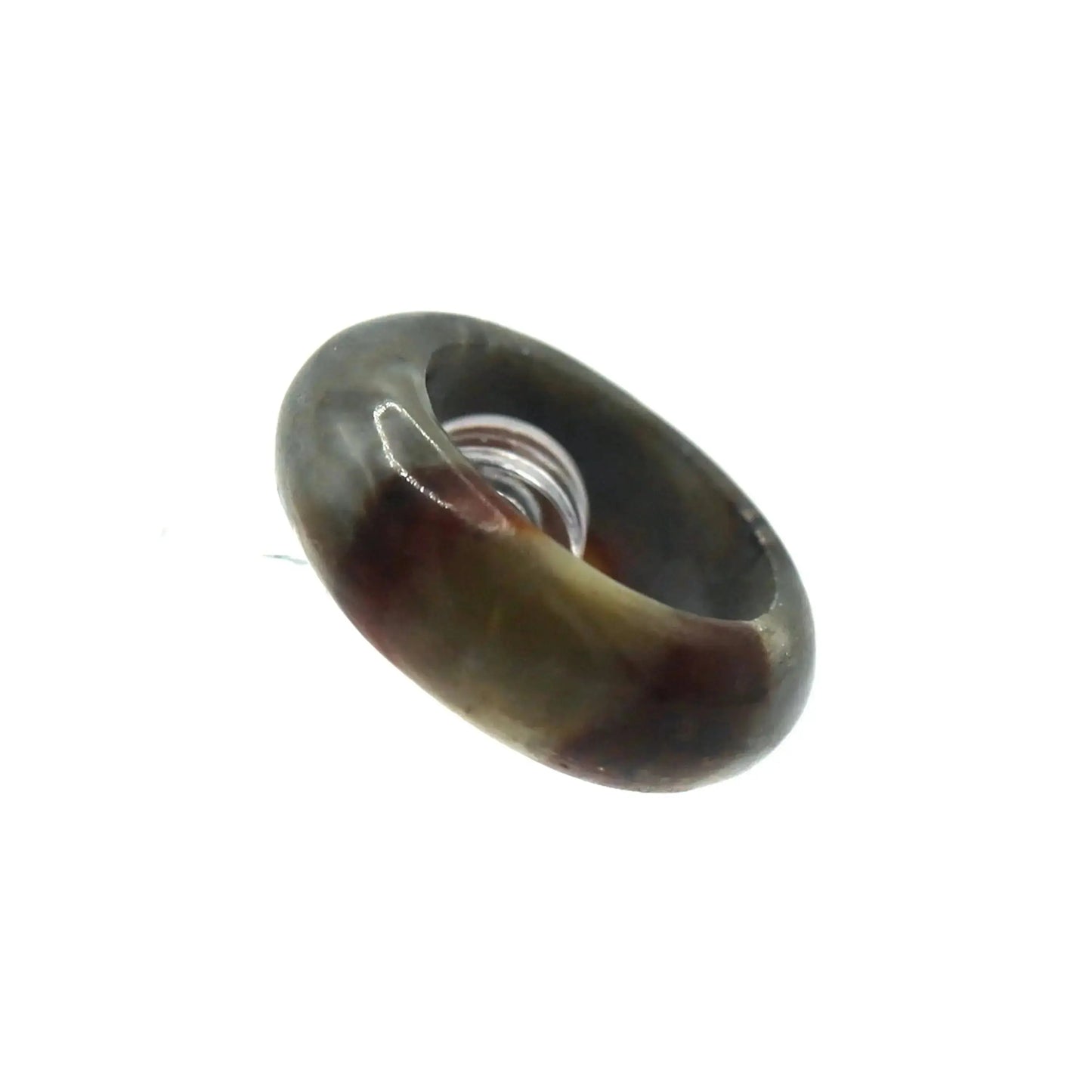 Red Vein Minimalist Jade Ring – Natural Jade Band with Icy Crimson Inclusions Miruzi