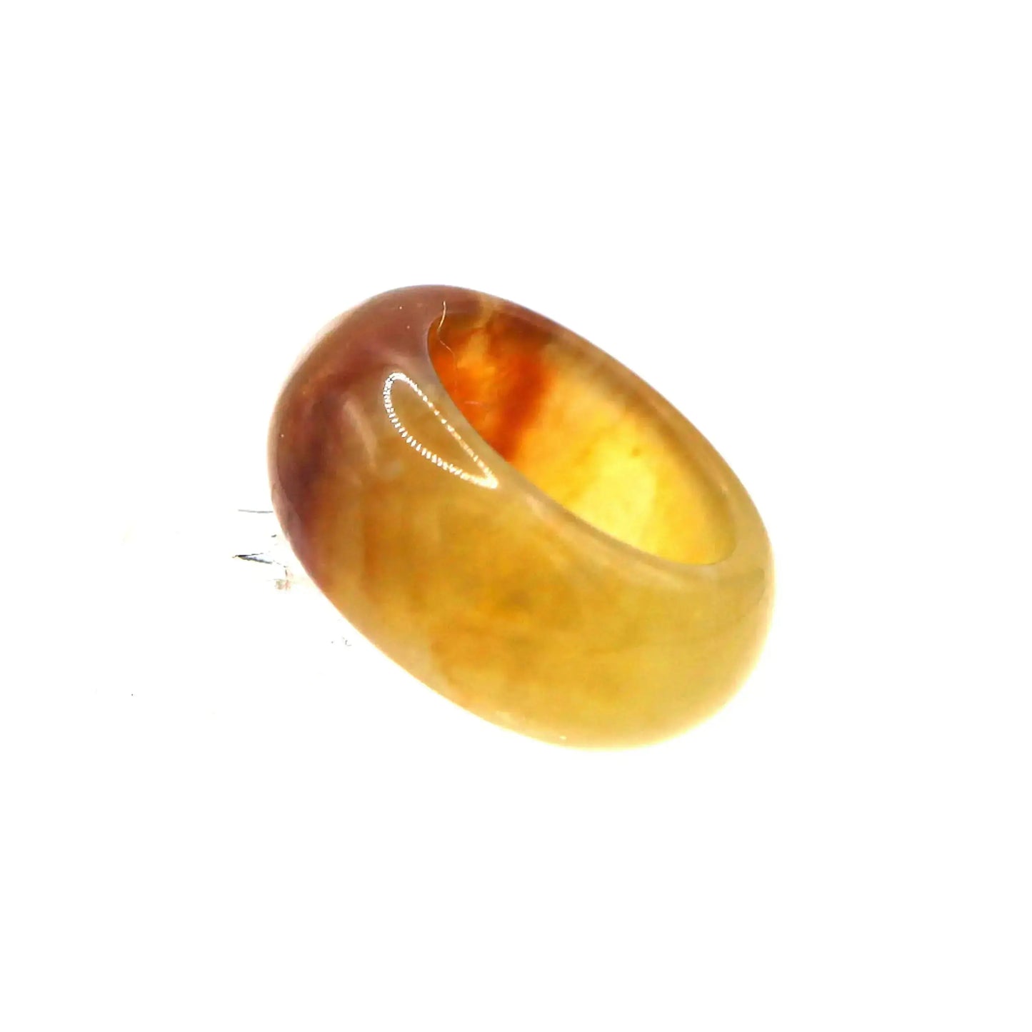 Red Vein Minimalist Jade Ring – Natural Jade Band with Icy Crimson Inclusions Miruzi