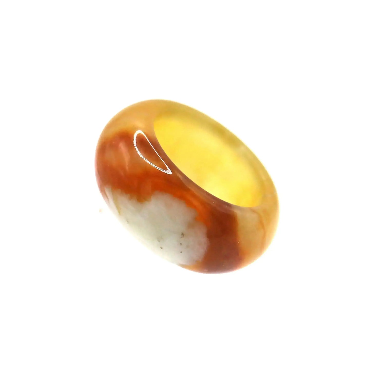 Red Vein Minimalist Jade Ring – Natural Jade Band with Icy Crimson Inclusions Miruzi