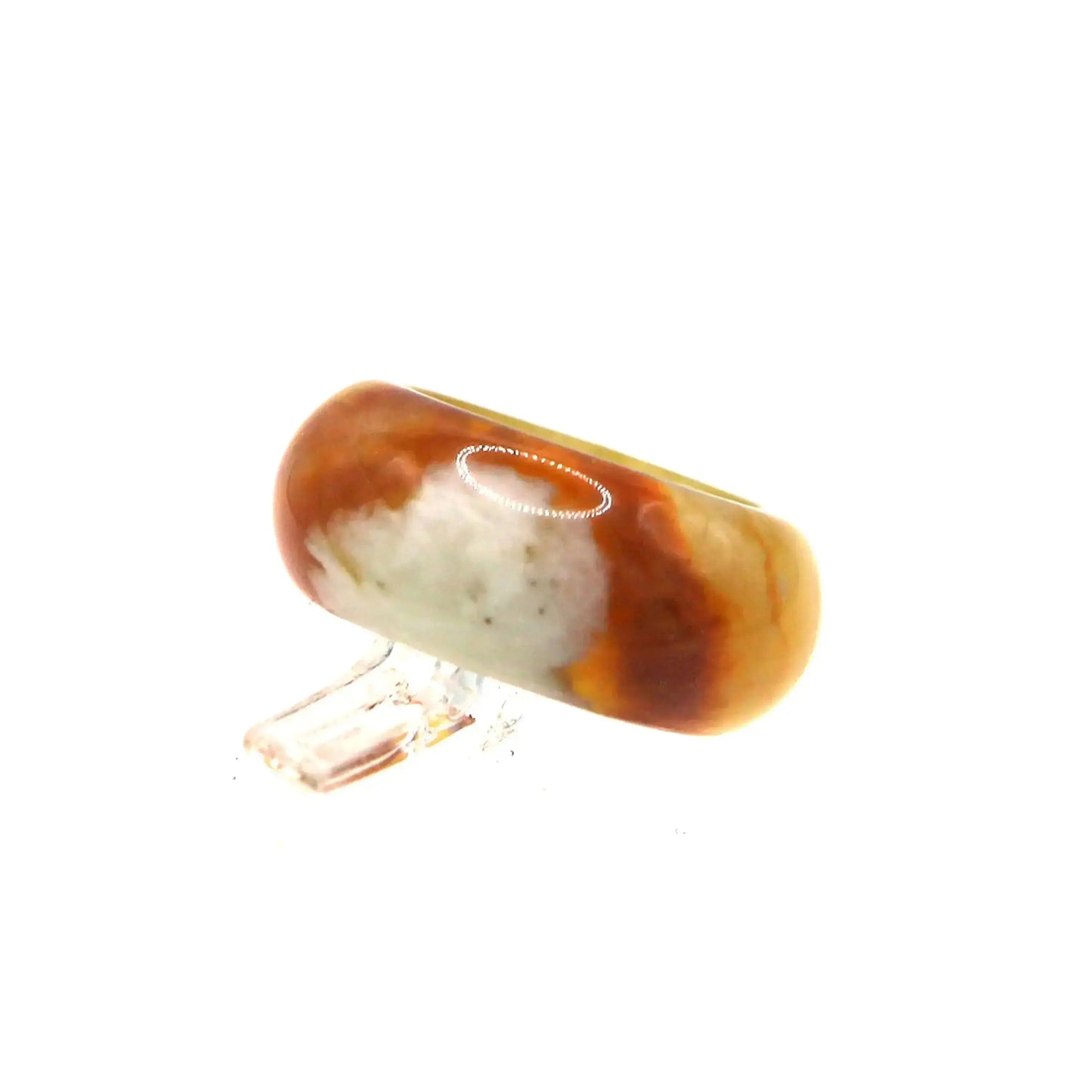 Red Vein Minimalist Jade Ring – Natural Jade Band with Icy Crimson Inclusions Miruzi